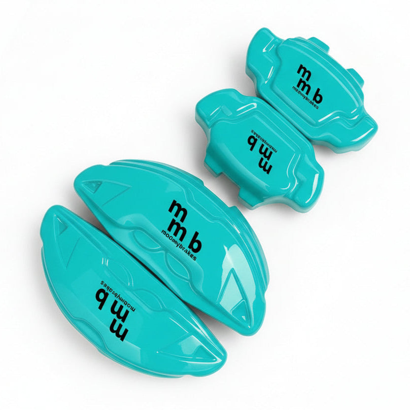 Виготовлені на замовлення бірюзові накладки на гальмівні супорти для будь-якого автомобіля, комплект з 4 штук