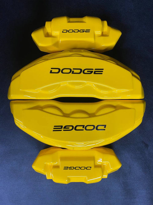 Жовті нестандартні накладки на гальмівні супорти Dodge Durango 2011-2017, комплект з 4 шт.