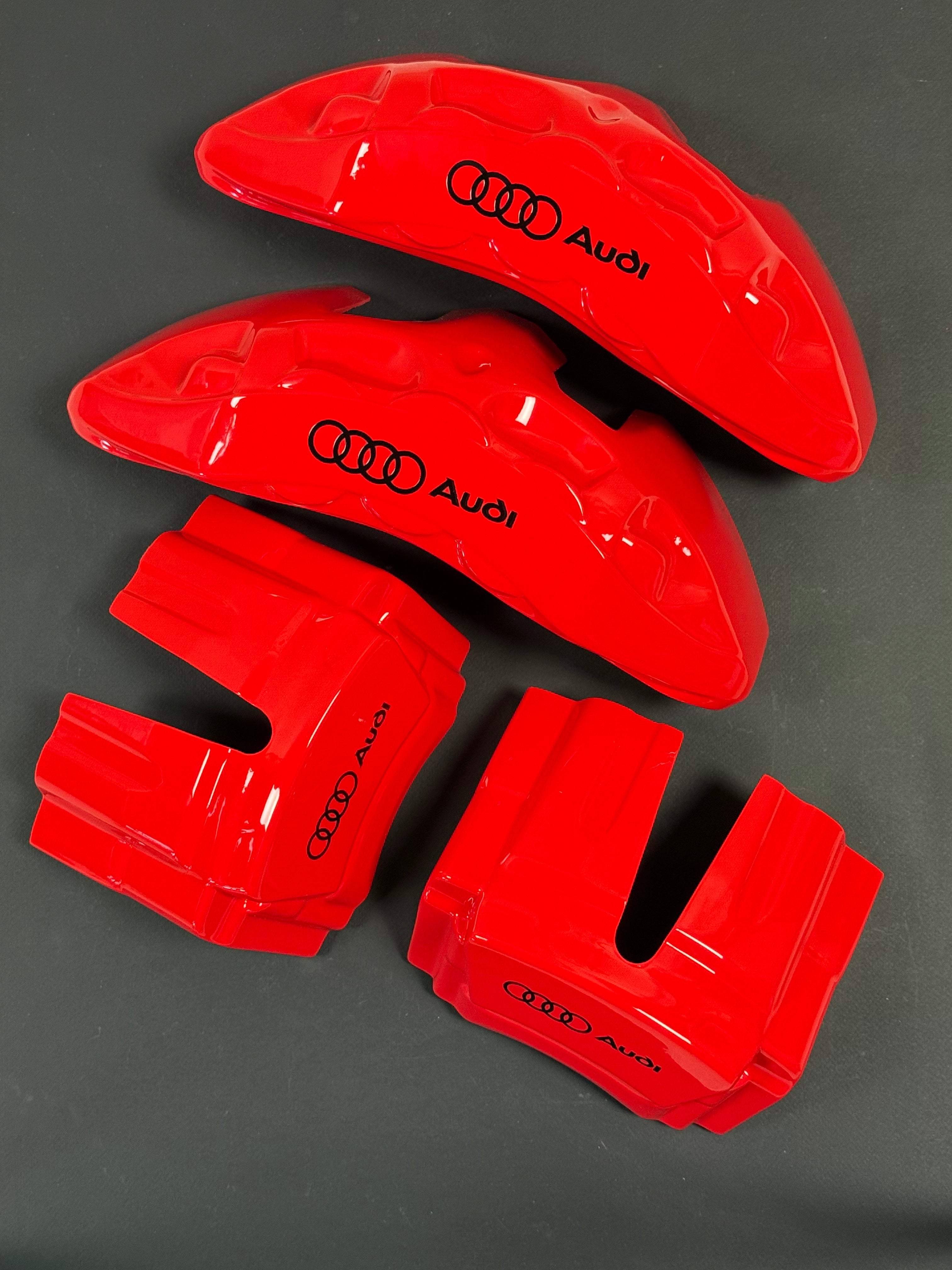 Audi Q7, Q8 2016-2025 червоні індивідуальні накладки на гальмівні супорти, комплект з 4 шт.