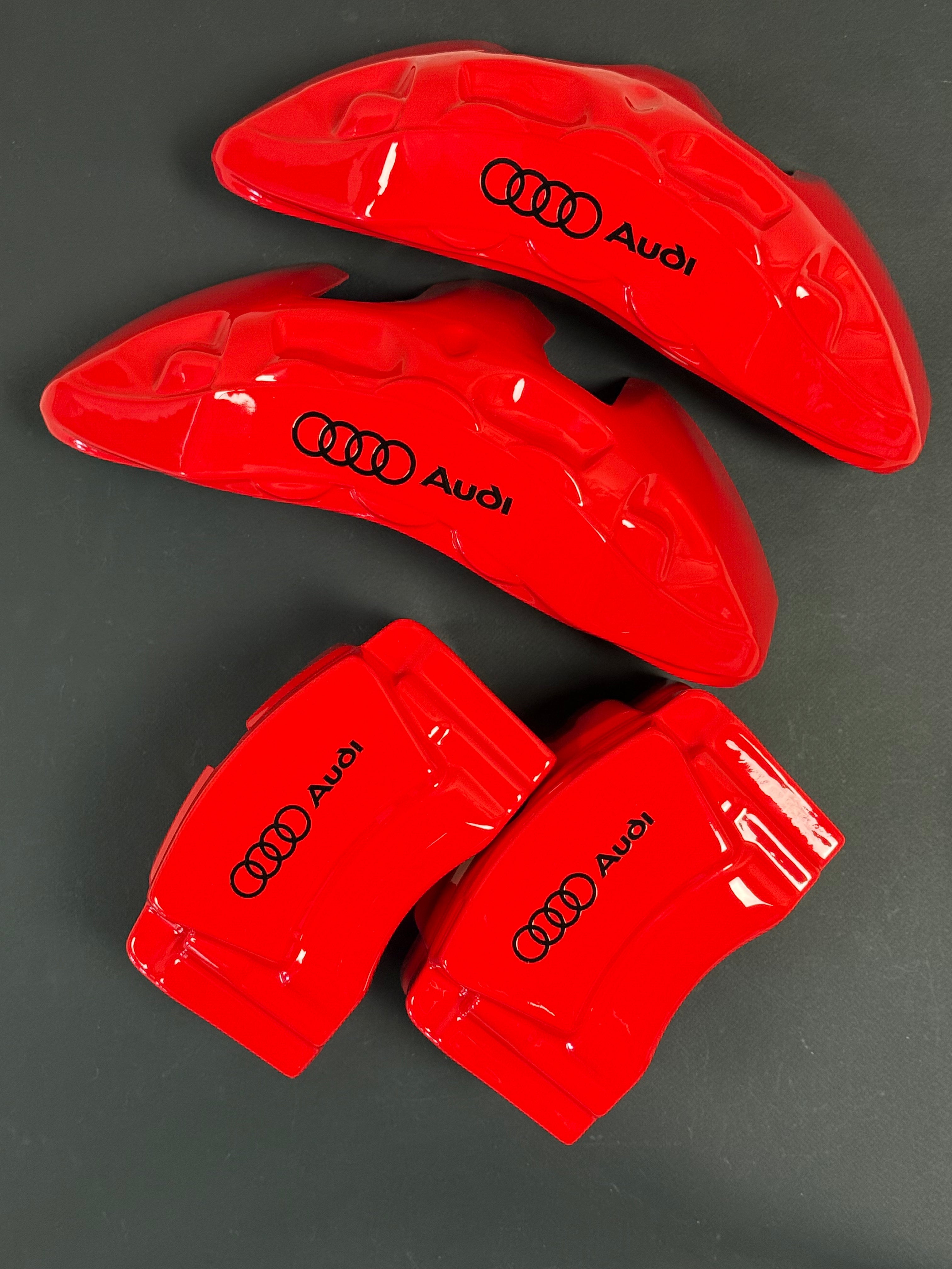 Audi Q7, Q8 2016-2025 червоні індивідуальні накладки на гальмівні супорти, комплект з 4 шт.