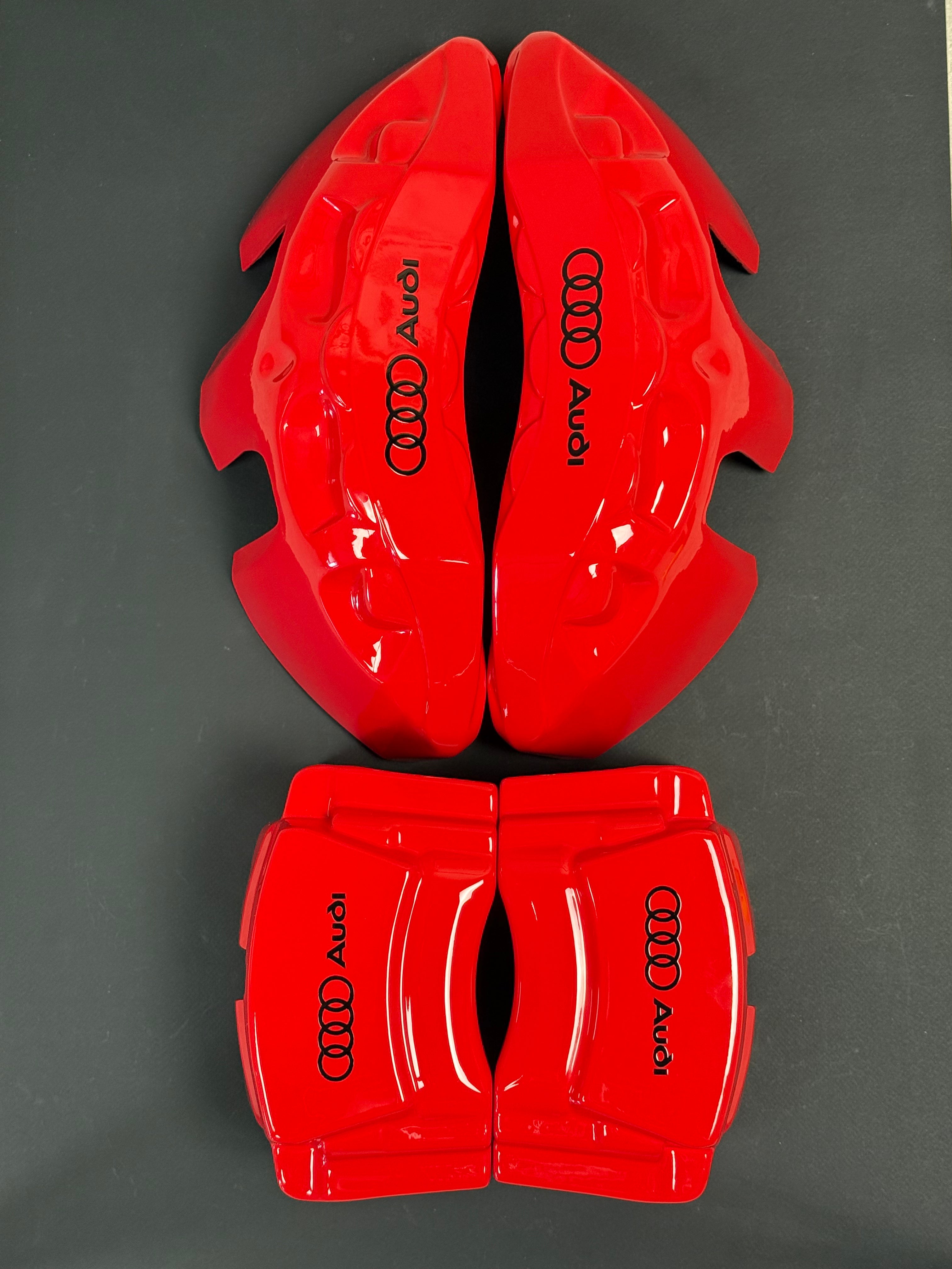 Audi Q7, Q8 2016-2025 червоні індивідуальні накладки на гальмівні супорти, комплект з 4 шт.