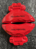 Mercedes Benz, червоні кастомні накладки на гальмівні супорти, комплект з 4 шт.