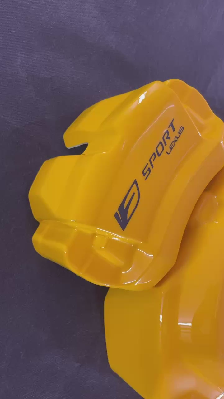 Жовті спортивні накладки на супорти Lexus IS350 2006-2019, комплект із 4 шт.