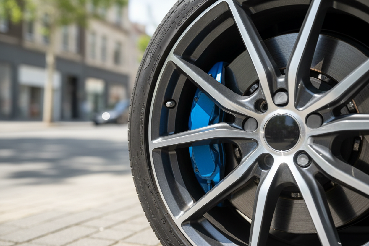 really cool and bright but real brakes caliper covers on real car